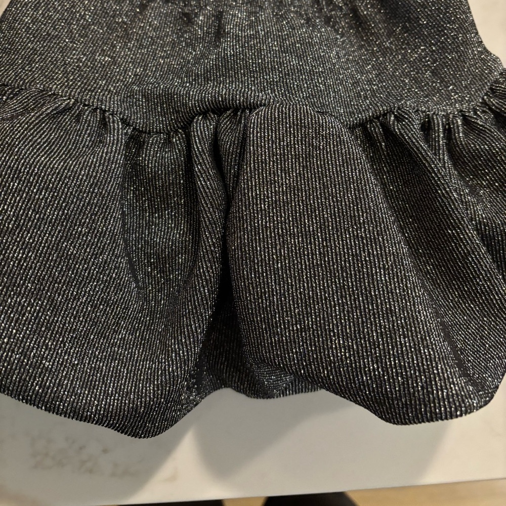 Zara Kids Metallic Black Bubble Hem Skirt NWT